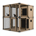 Gabbia per gatti 180 x 90 x 180 cm in legno e rete metallica marrone/nero - struttura multilivello stile industriale