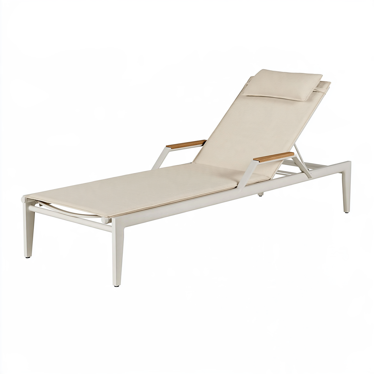 Lettino prendisole 200 x 70 x 35 cm in alluminio beige con schienale reclinabile per esterno