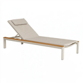 Lettino prendisole 200 x 70 cm in metallo beige con schienale regolabile per esterno