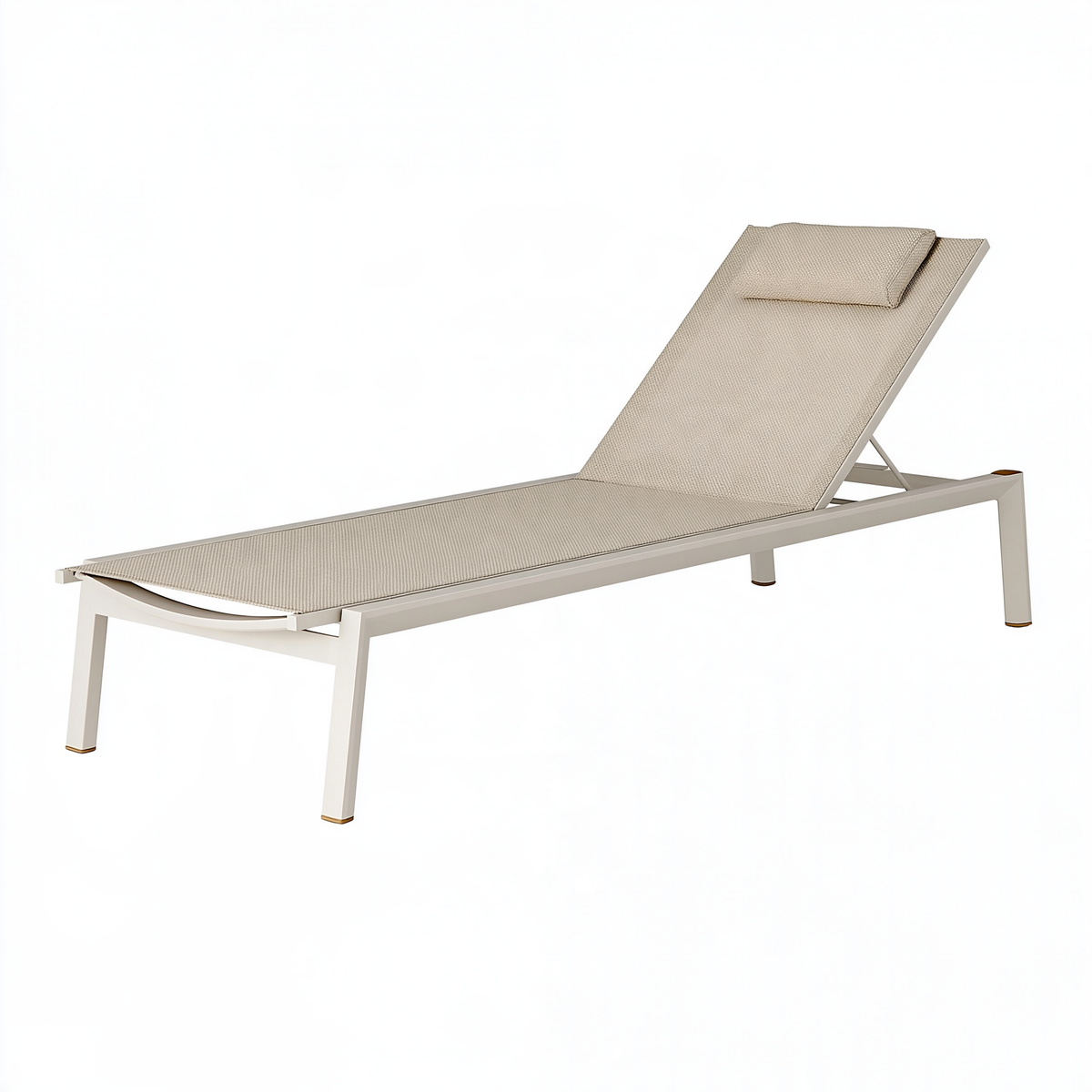Lettino prendisole 200 x 70 x 35 cm in alluminio beige con schienale regolabile da esterno