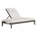Lettino prendisole 200 x 70 x 35 cm in rattan sintetico grigio ecrù con schienale regolabile da esterno