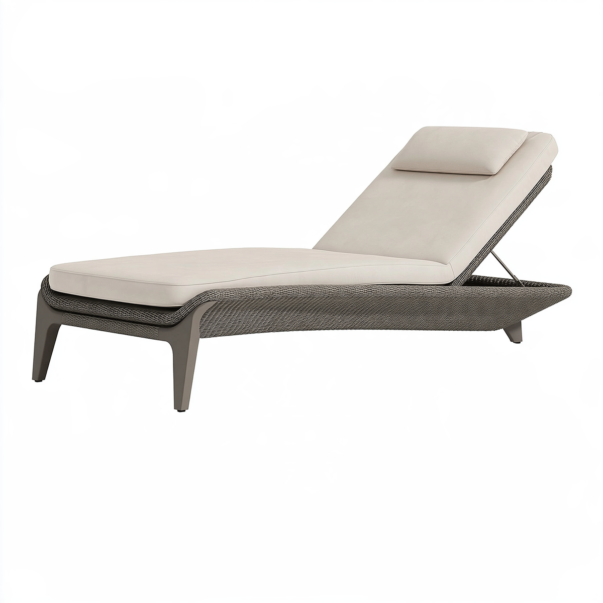 Lettino prendisole 200 x 70 x 35 cm intrecciato crema/antracite da esterno con schienale reclinabile