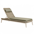 Lettino prendisole 200 x 75 x 90 cm in corda intrecciata beige e verde oliva - schienale regolabile da esterno