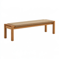 Panca 160 x 40 x 45 cm in legno marrone con seduta intrecciata beige stile naturale