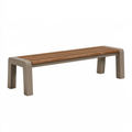 Panca da esterno 120 cm in legno e metallo marrone tortora a doghe stile moderno