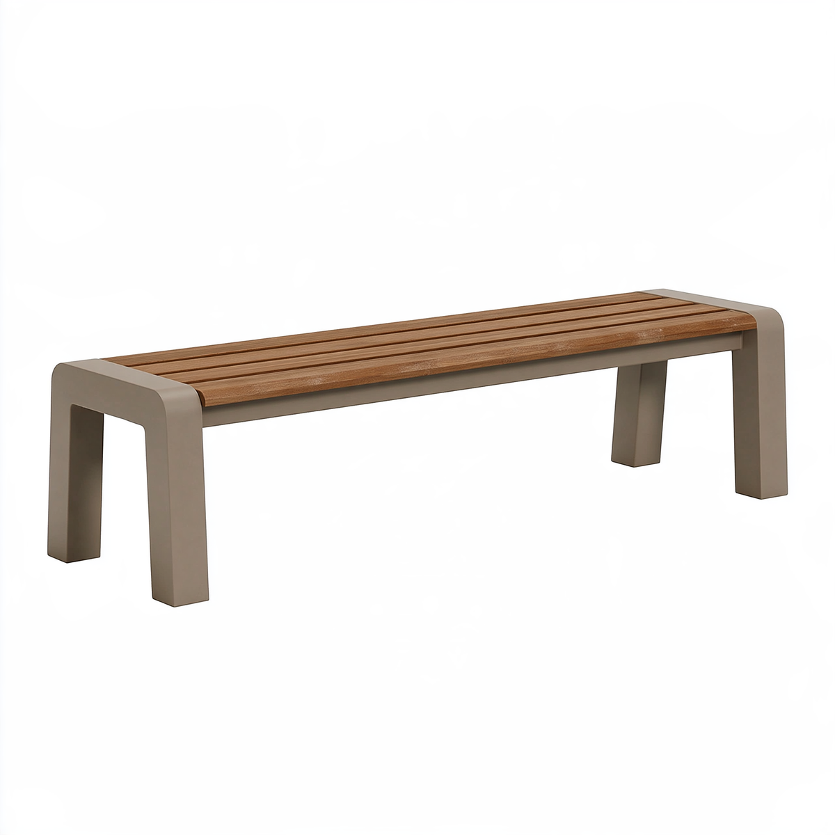 Panca da esterno 120 cm in legno e metallo marrone tortora a doghe stile moderno