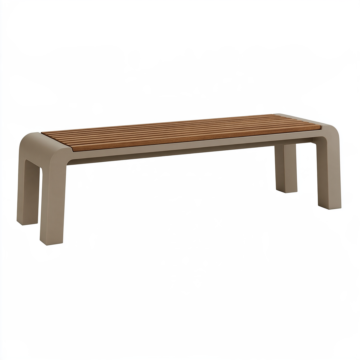 Panca da esterno 150 x 45 x 45 cm in legno e metallo tortora/marrone - design moderno