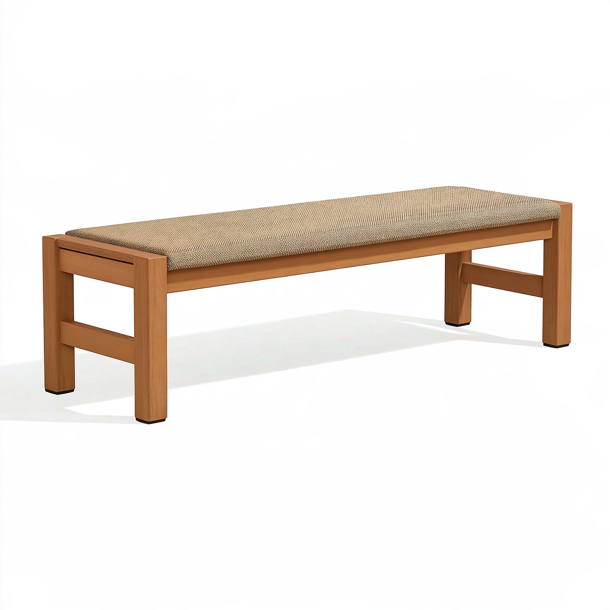 Panca 120 x 40 x 45 cm in legno naturale con seduta imbottita beige - stile moderno