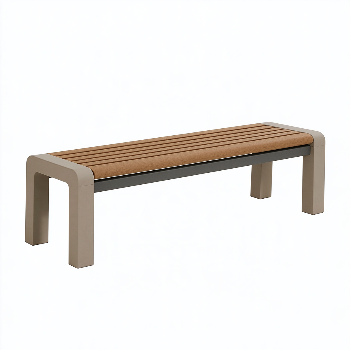 Panca 120 x 40 x 45 cm in metallo e legno marrone tortora - seduta a doghe stile moderno