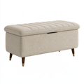 Panca contenitore 120 x 45 x 48 cm in tessuto beige con seduta imbottita stile moderno
